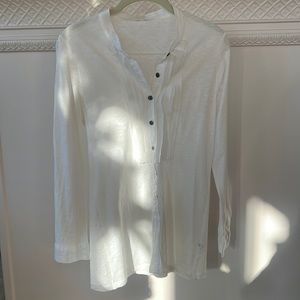 J. Crew Ivory Tuxedo Style Long Sleeve Top Sz S